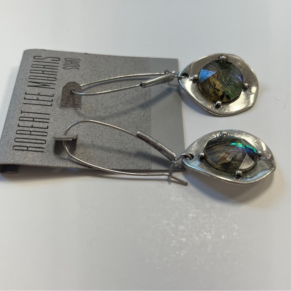 RLM Soho Abalone Silver Shepherd Hook Drop Earrings - Picture 3 of 8